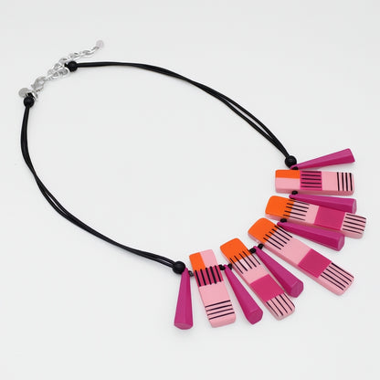 Pink and Orange Cascade Charm Necklace