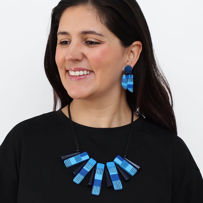 Blue Hues Cascade Charm Necklace