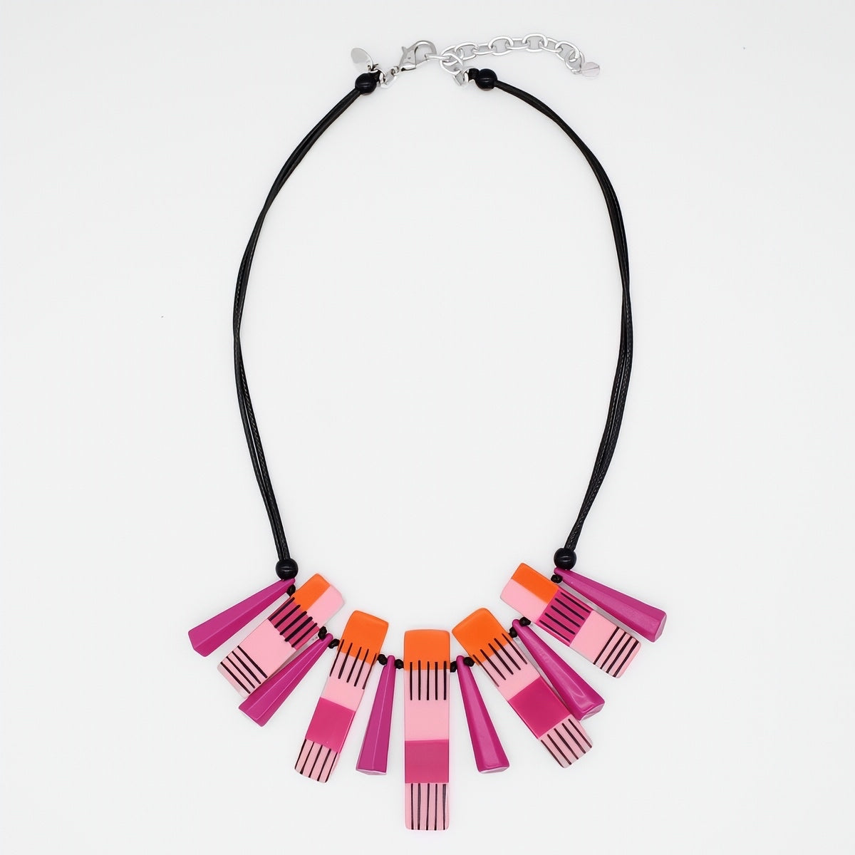 Pink and Orange Cascade Charm Necklace