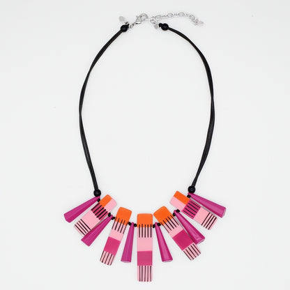 Pink and Orange Cascade Charm Necklace