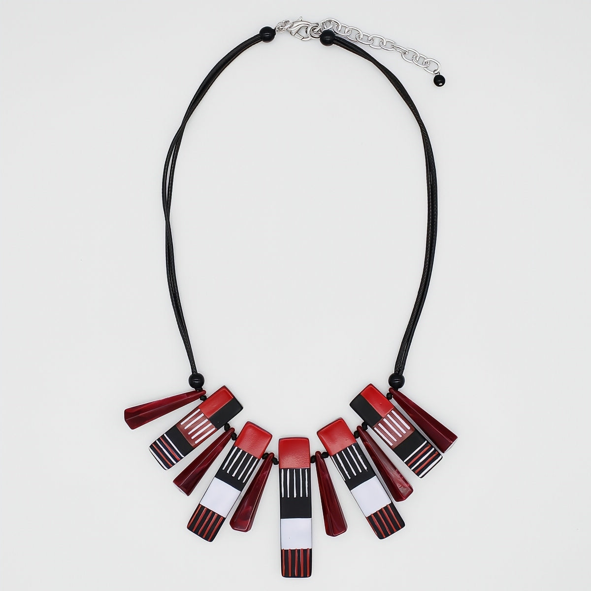 Black and Red Cascade Charm Necklace