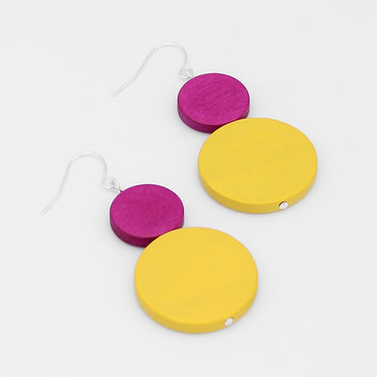 Fuchsia and Yellow Double Bead Isla Earrings