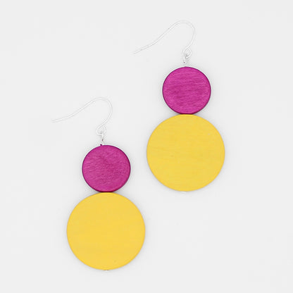 Fuchsia and Yellow Double Bead Isla Earrings