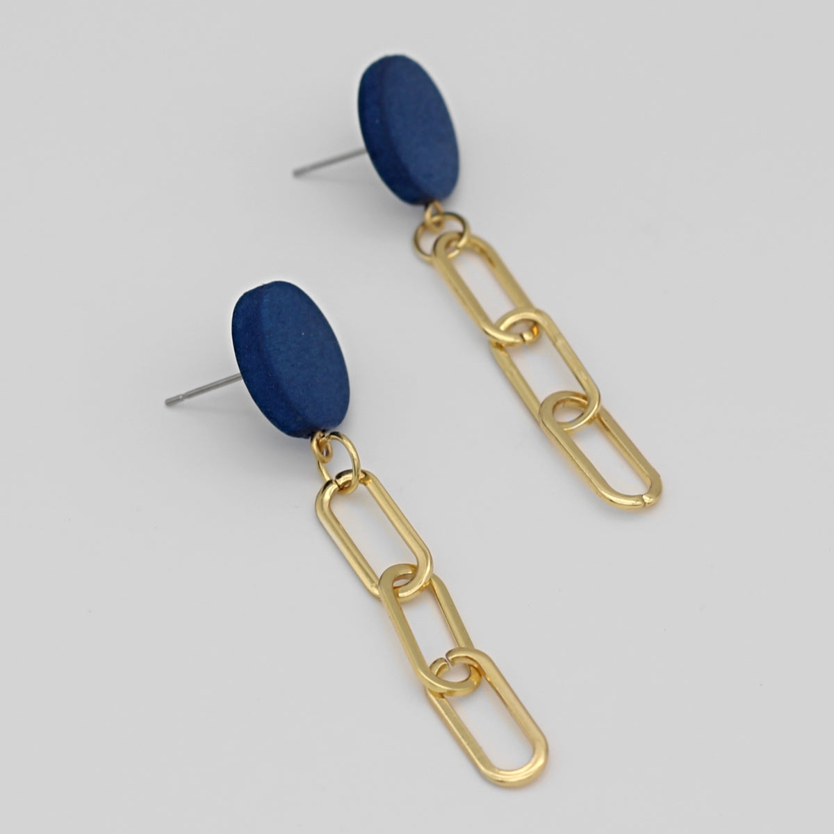 Blue Gold Link Dangle Earring