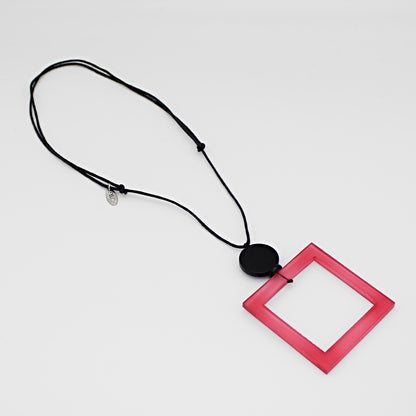 Pink Square Pendant Necklace