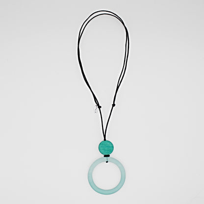 Aqua Circle Pendant Necklace