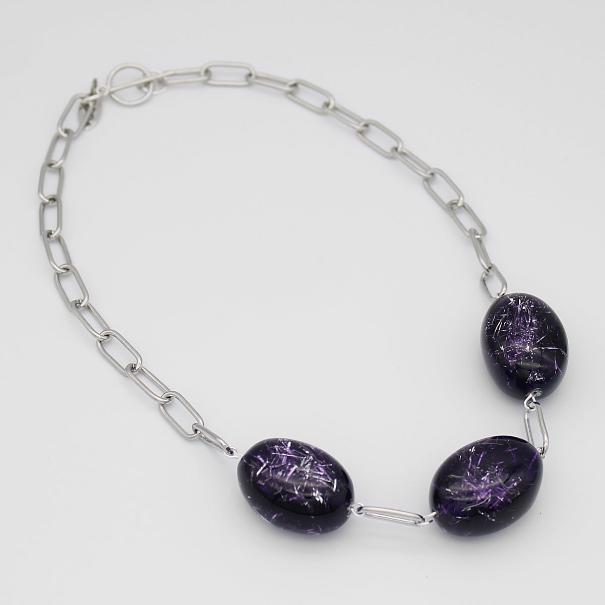 Purple Speckled Chain Necklace