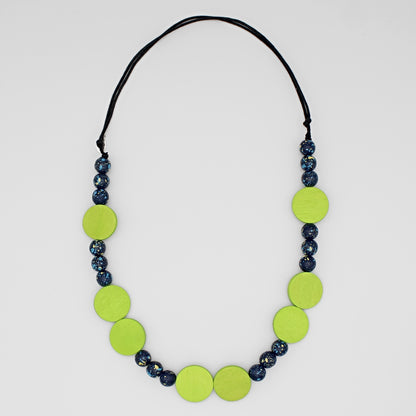 Speckled Lime and Blue Necklace