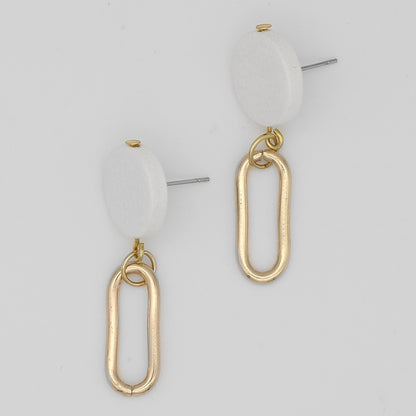 White Kolly Gold Link Dangle Earring