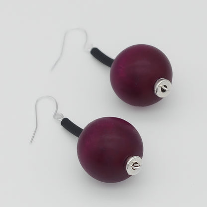 Purple Ball Drop Earring