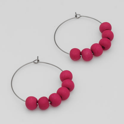 Vibrant Pink Hoop Dangle Earring