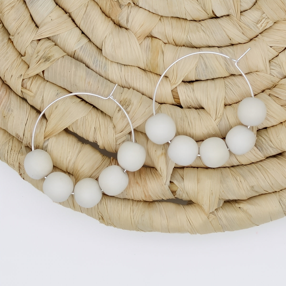 White Hoop Dangle Earring