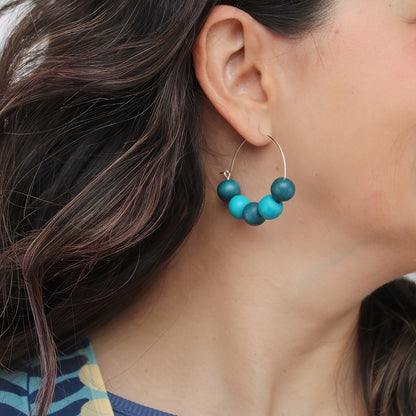 Aqua Hoop Dangle Earring