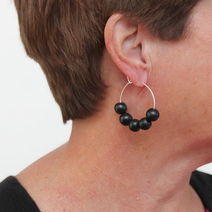 Black Hoop Dangle Earring