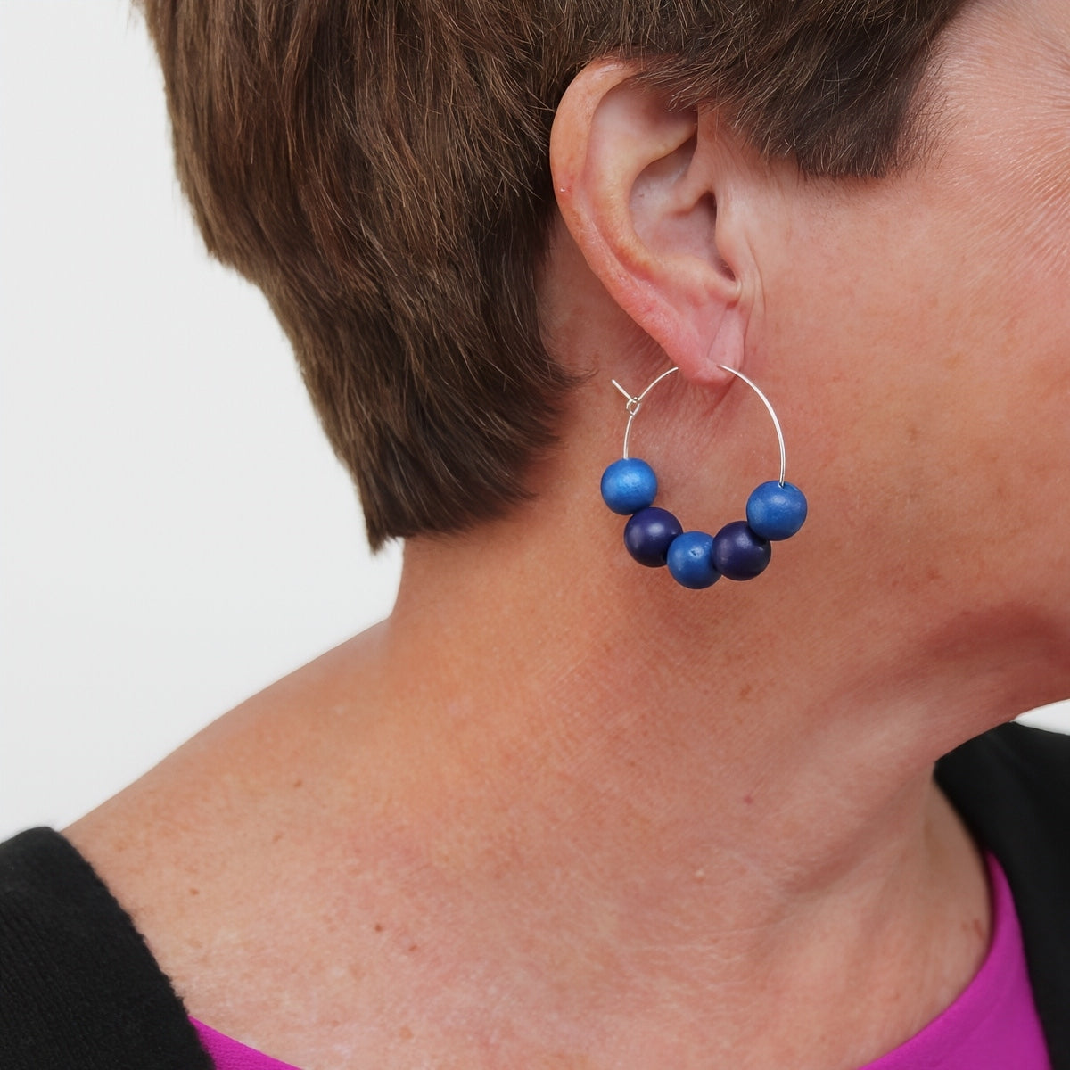 Blue Hoop Dangle Earring