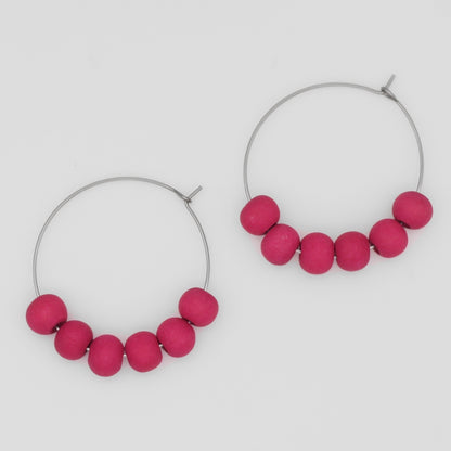 Vibrant Pink Hoop Dangle Earring