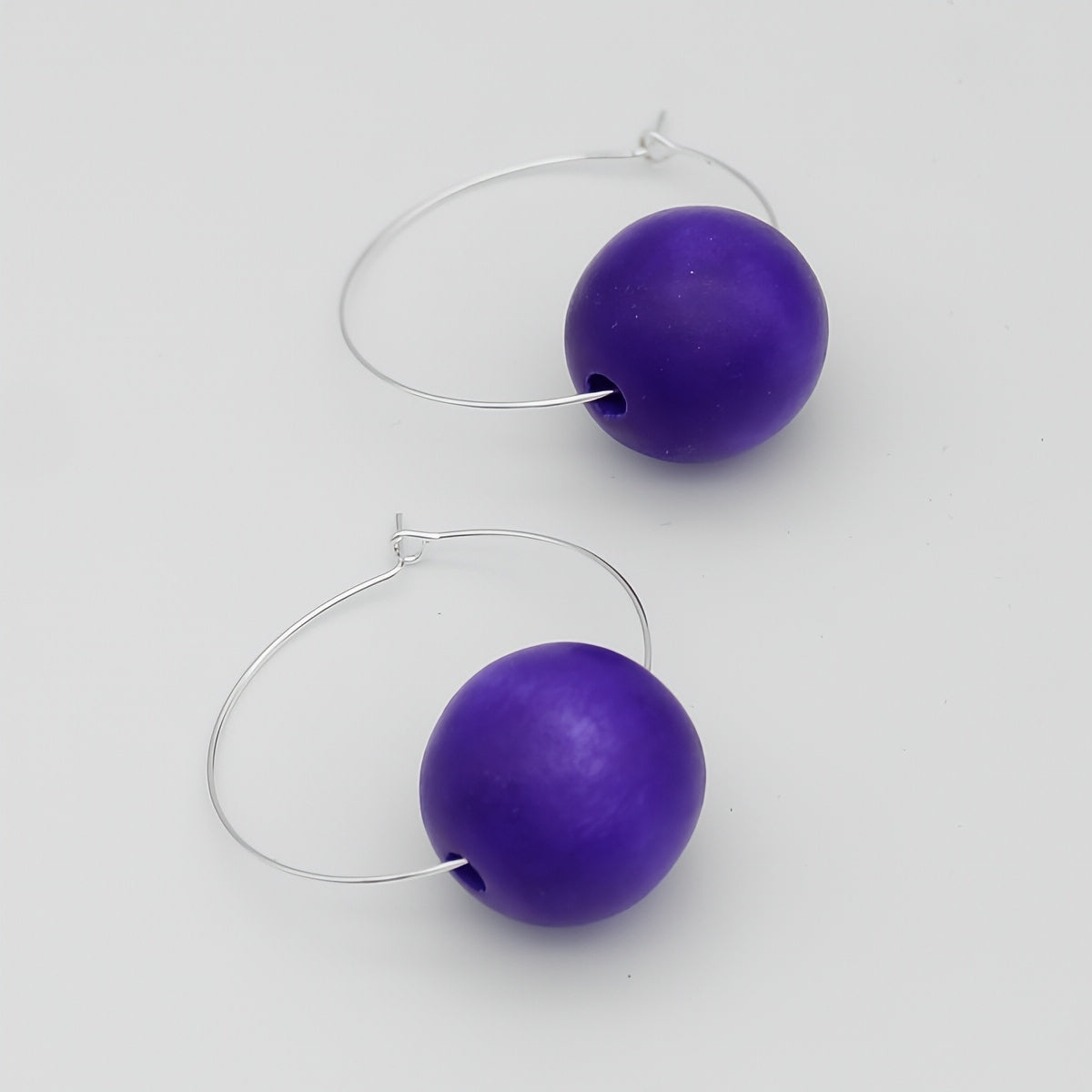 Bright Purple Ball Hoop Dangle Earring