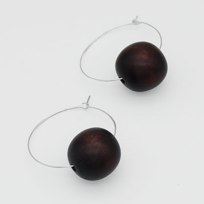 Brown Ball Hoop Dangle Earring