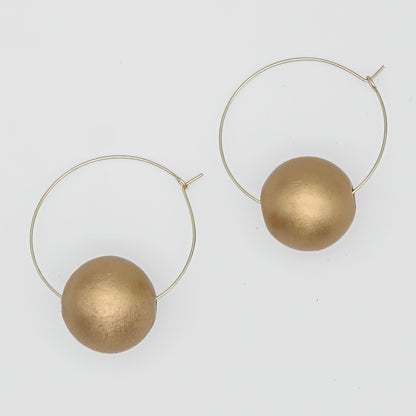 Gold Ball Hoop Dangle Earring