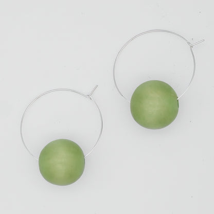 Light Green Ball Hoop Dangle Earring