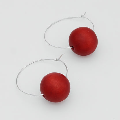 Orange Ball Hoop Dangle Earring