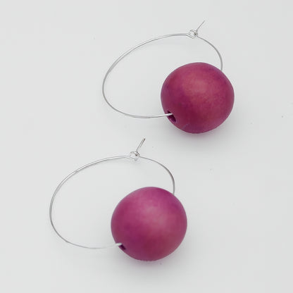 Pink Ball Hoop Dangle Earring