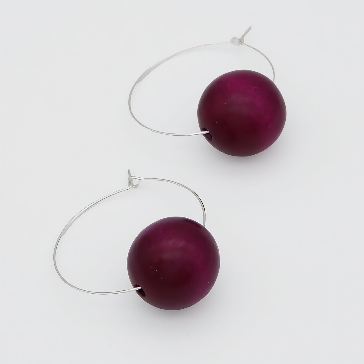 Purple Ball Hoop Dangle Earring