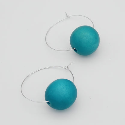 Aqua Ball Hoop Dangle Earring