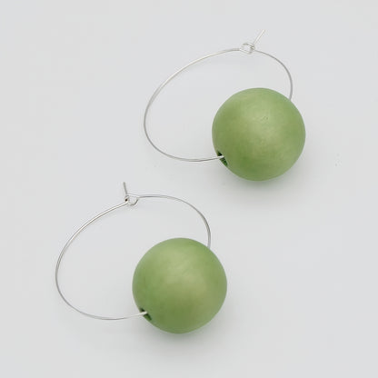 Light Green Ball Hoop Dangle Earring