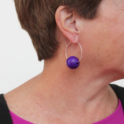 Bright Purple Ball Hoop Dangle Earring