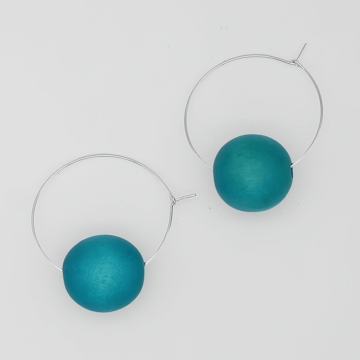 Aqua Ball Hoop Dangle Earring