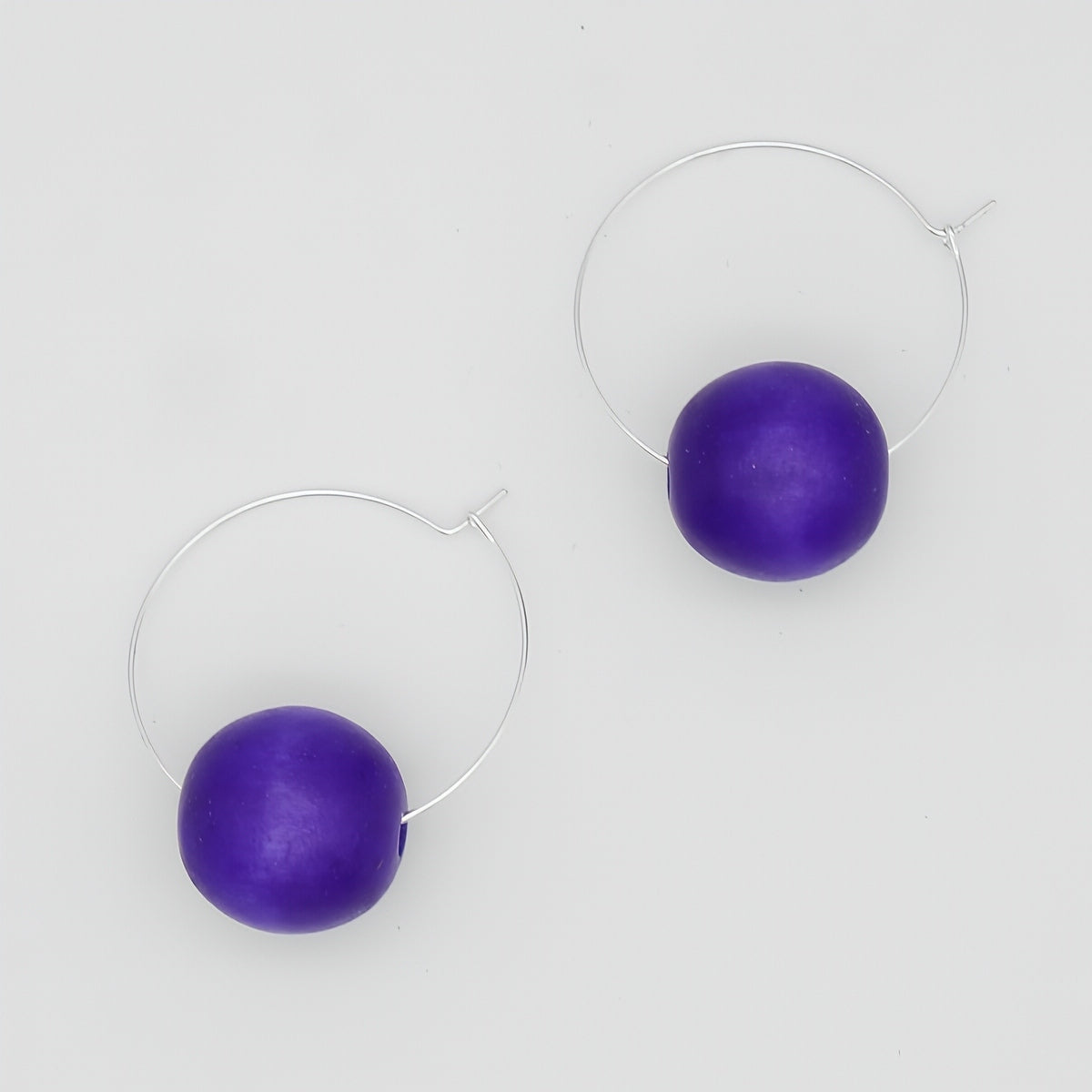 Bright Purple Ball Hoop Dangle Earring