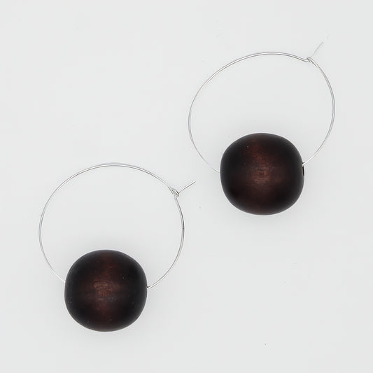 Brown Ball Hoop Dangle Earring