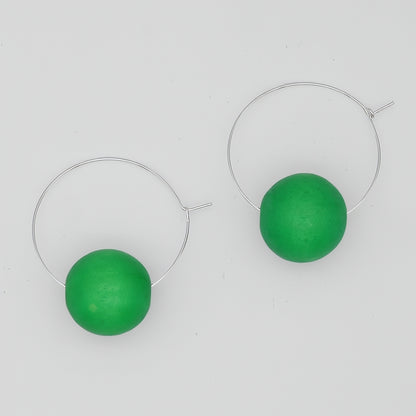 Green Ball Hoop Dangle Earring