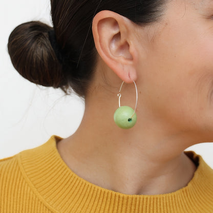 Light Green Ball Hoop Dangle Earring