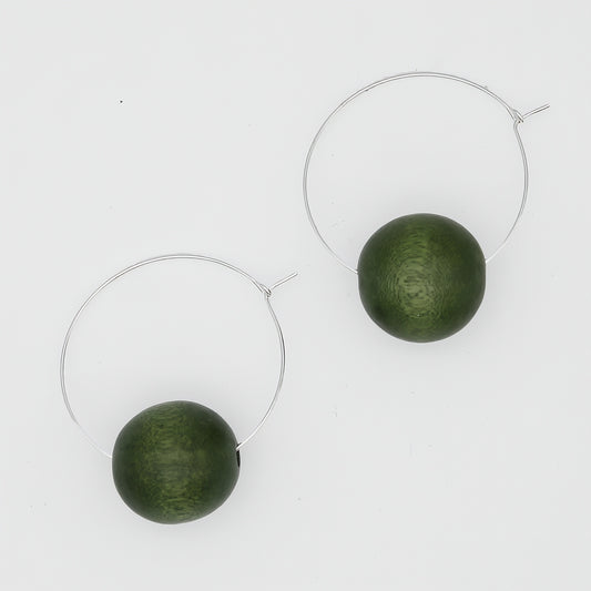 Olive Ball Hoop Dangle Earring