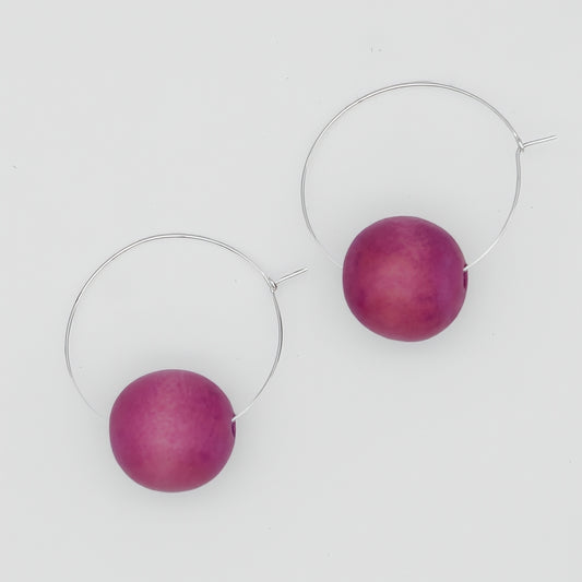 Pink Ball Hoop Dangle Earring