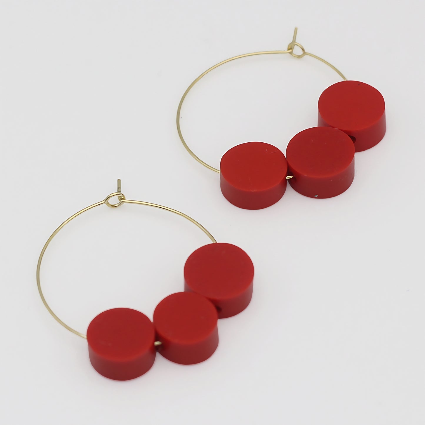 Red Dot Hoop Dangle Earring