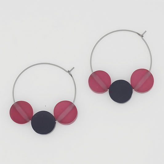 Fuchsia Dot Hoop Dangle Earring