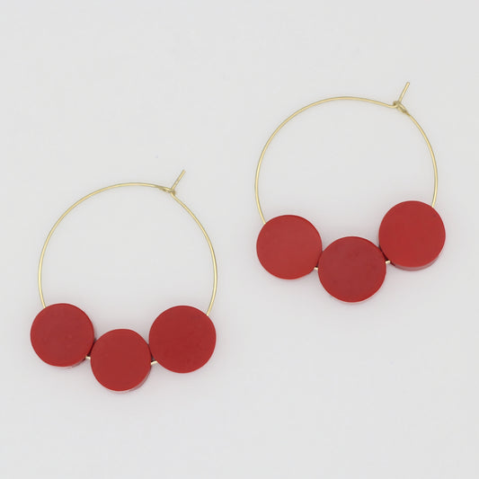 Red Dot Hoop Dangle Earring