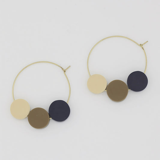 Taupe Dot Hoop Dangle Earring