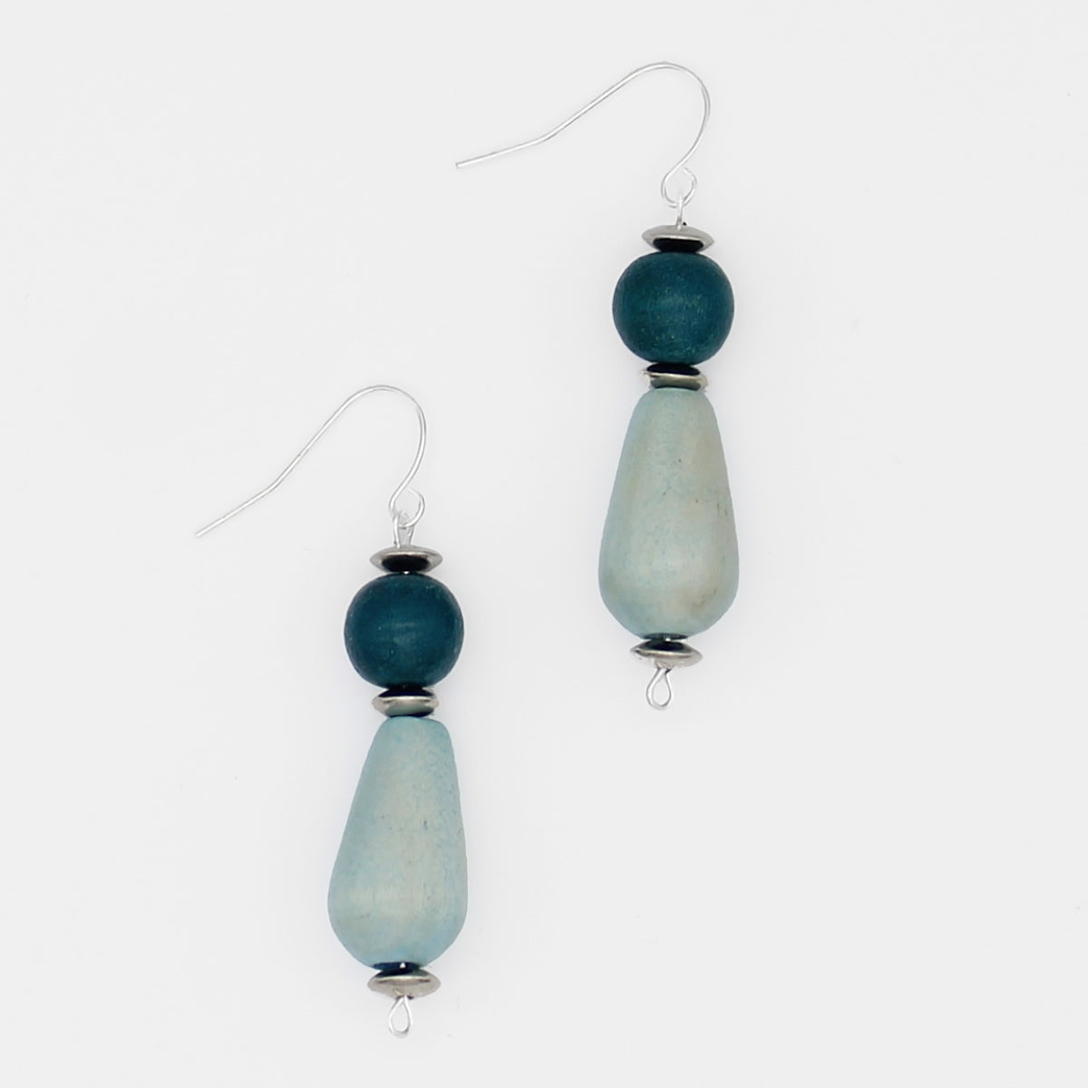 Blue Geometric Dangle Statement Earring