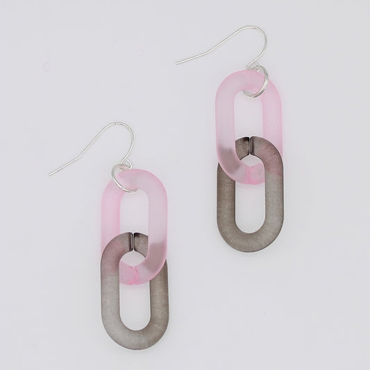 Gray Resin Link Dangle Earring