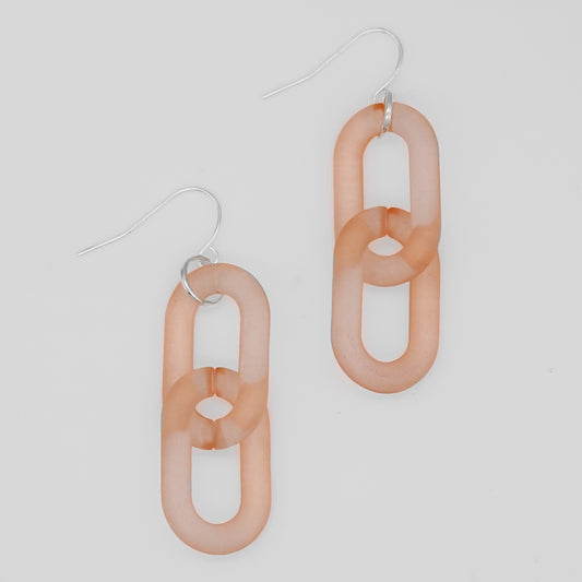 Peach Resin Link Dangle Earring