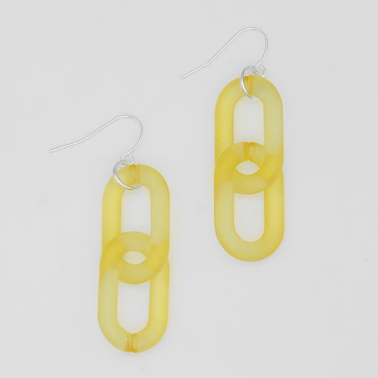 Yellow Resin Link Dangle Earring