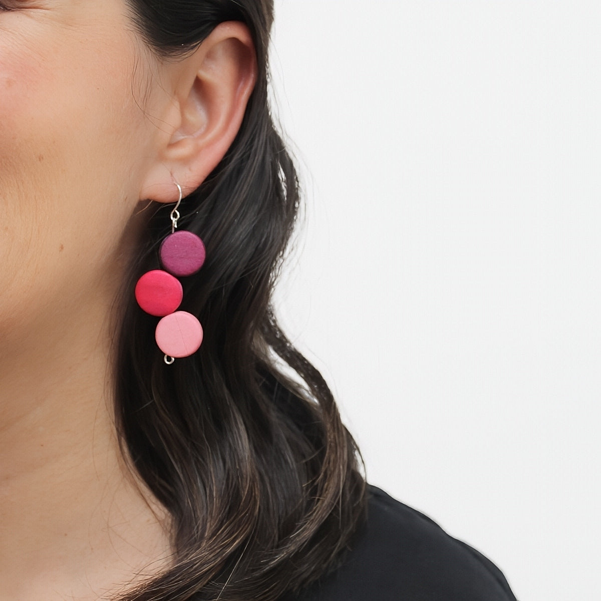 Fuchsia Triple Stacked Earring