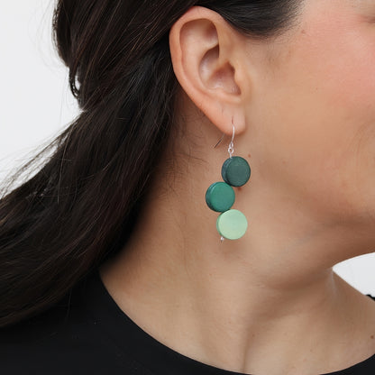 Green Triple Stacked Earring