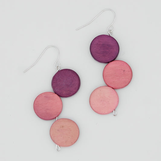 Pink Triple Stacked Earring