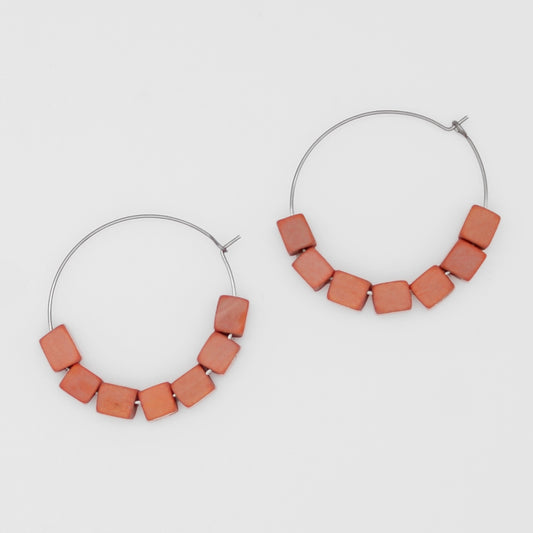 Peach Cubist Hoop Earring