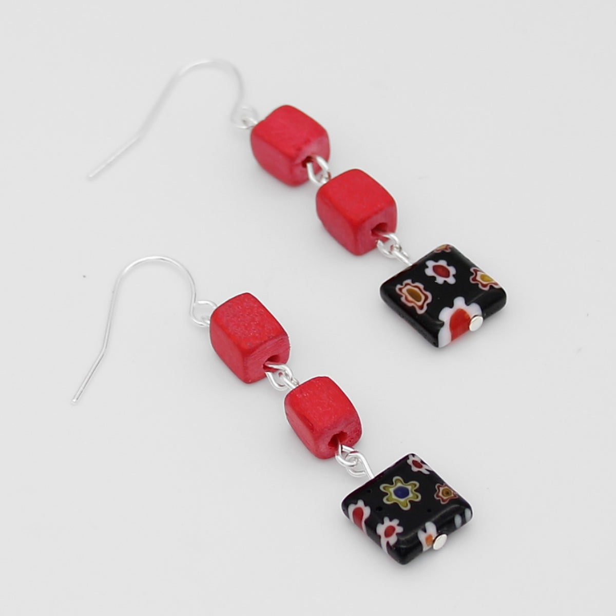 Red Floral Drop Earring